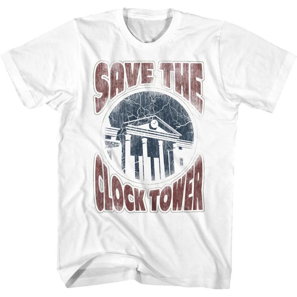 Distressed White Save The Clock Tower Back To The Future Tshirt